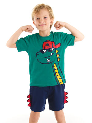 Gözlüklü Dino Erkek Çocuk T-shirt Şort Takım