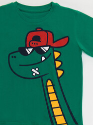 Gözlüklü Dino Erkek Çocuk T-shirt Şort Takım - Thumbnail