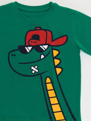 Gözlüklü Dino Erkek Çocuk T-shirt Şort Takım - 5