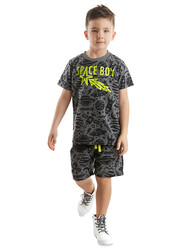 Grey Space Boy T-shirt&Shorts Set - Thumbnail