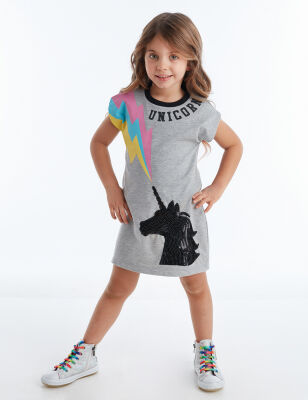 Grey Unicorn Girl Dress - 1