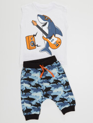 Guitarist Shark Boy T-shirt&Harem Pants Set - 3