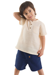 Handsome Muslin Boy Shirt&Shorts Set - 1