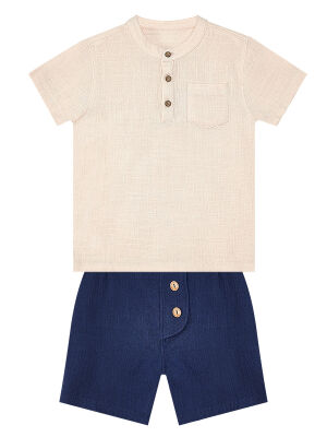 Handsome Muslin Boy Shirt&Shorts Set - 3