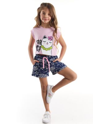 Hawaii Cat Girl Crop-top&Shorts Set