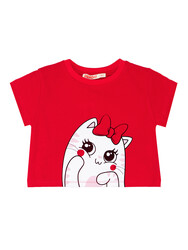 Hello Cat Girl T-shirt&Poplin Pants Set - Thumbnail