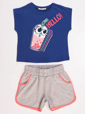 Hello Milkshake Girl Shorts Set