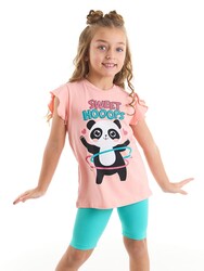 Hulahop Panda Kız Çocuk T-shirt Tayt Takım - Thumbnail