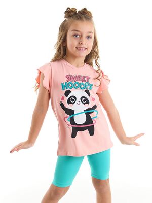 Hulahop Panda Kız Çocuk T-shirt Tayt Takım