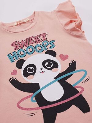 Hulahop Panda Kız Çocuk T-shirt Tayt Takım