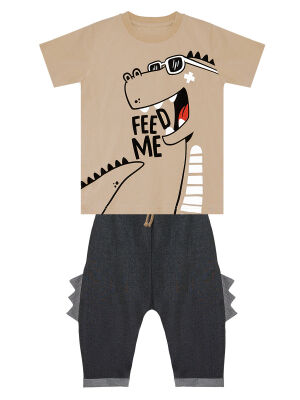 Hungry Dino Boy T-shirt&Capri Pants Set - 3