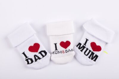 İ Love Mum Dad 3 Piece Socks Girl - 1