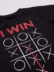 I Win Erkek Çocuk Siyah T-Shirt Gri Şort Takım - 5