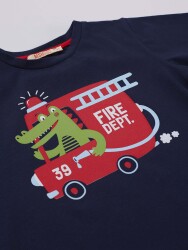 İtfaiyeci Timsah Erkek Çocuk T-Shirt Şort Takım - 5