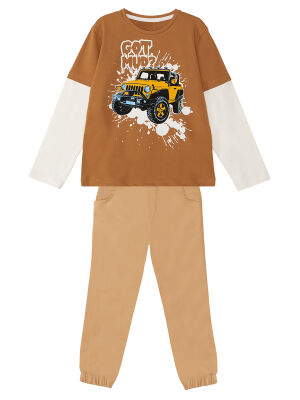 Jeep Mood Brown/Beige Boy Gabardine Set - 3