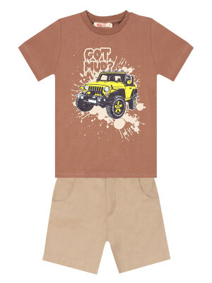 Jeep Mood Erkek Çocuk T-shirt Gabardin Şort Takım - 3