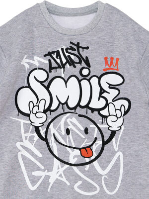 Just Smile Erkek Çocuk Gri Sweatshirt - 5