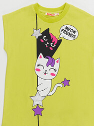 Kedi Dostlar Kız Çocuk T-shirt Tayt Takım - Thumbnail