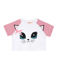 Kedi Maviş Kız Çocuk T-shirt Kapri Şort Takım - Thumbnail