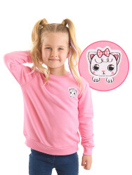 Kedicik Kız Çocuk Pembe Sweatshirt - 1