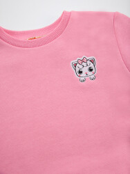 Kedicik Kız Çocuk Pembe Sweatshirt - 5