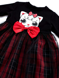 Kokoş Kedicik Kız Çocuk Elbise - Thumbnail