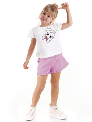 Kurdelalı Tavşan Kız Çocuk T-shirt Şort Takım - Thumbnail