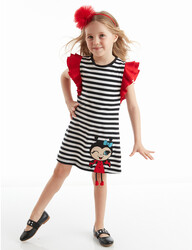 Ladybug Striped Girl Dress - Thumbnail