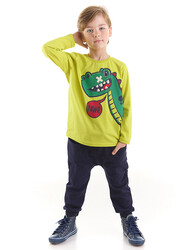 Lazy Dino Boy T-shirt&Pants Set - Thumbnail