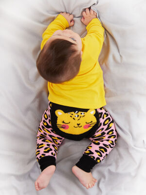 Leopar Kız Bebek T-shirt Tayt-Pantolon Takım - 3