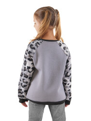 Leopar Peluş Kız Çocuk Sweatshirt - 2