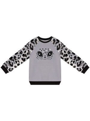 Leopar Peluş Kız Çocuk Sweatshirt - 3