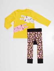 Leopard Baby Girl Leggings+T-shirt Set - Thumbnail