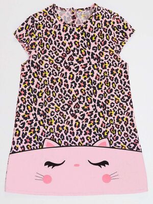 Leopard Cat Poplin Girl Dress