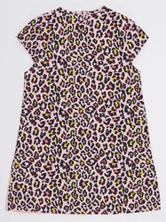 Leopard Cat Poplin Girl Dress - Thumbnail