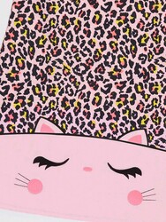 Leopard Cat Poplin Girl Dress - Thumbnail