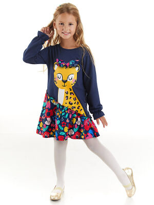 Leopard Navy Blue Girl Dress - 1