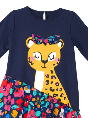 Leopard Navy Blue Girl Dress - 5