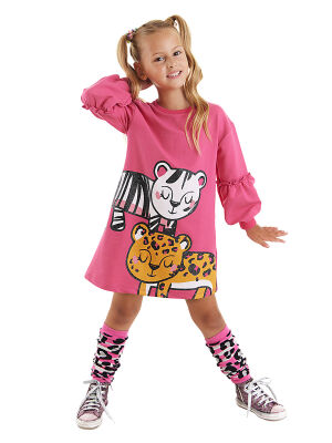 Leopard Zebra Girl Pink Dress - 1