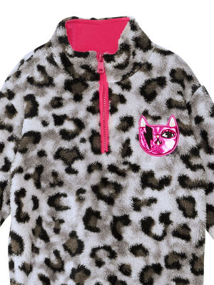 Leoparlı Kız Çocuk Peluş Sweatshirt - 5