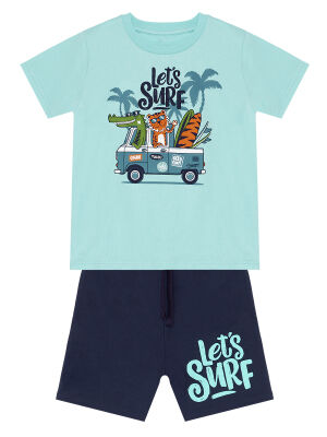 Let's Surf Erkek Çocuk Yazlık T-shirt Cepli Şort Takım - 3