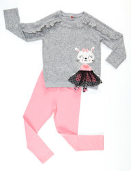 Lily Girl Knitted Tunic&Leggings Set - Thumbnail