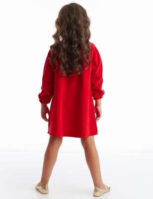 Little Deer Girl Red Velvet Xmas Dress - 2