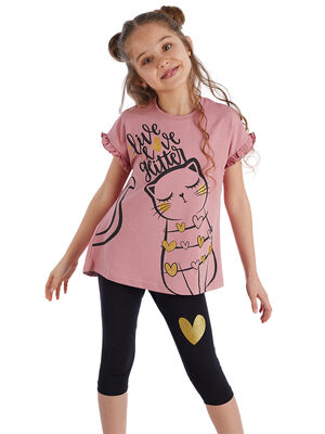 Love Cat Kız Çocuk T-shirt Tayt Takım