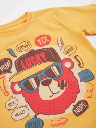 Lucky Bear Erkek Çocuk T-shirt Kapri Şort Takım - 5