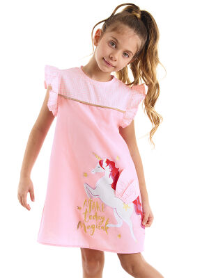 Magical Unicorn Pink Girl Poplin Dress - 1