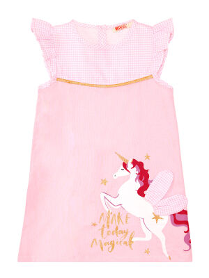 Magical Unicorn Pink Girl Poplin Dress - 3