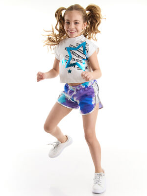 Mavi Yıldız Kız Çocuk T-Shirt Şort Takım
