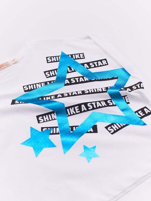 Mavi Yıldız Kız Çocuk T-Shirt Şort Takım