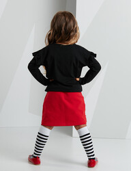 Meow Red Black Girl Skirt Set - 2